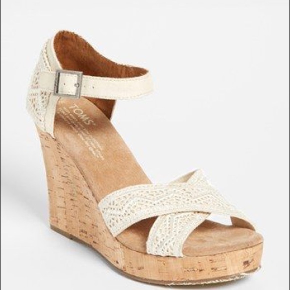 Toms Wedges with Crochet Details